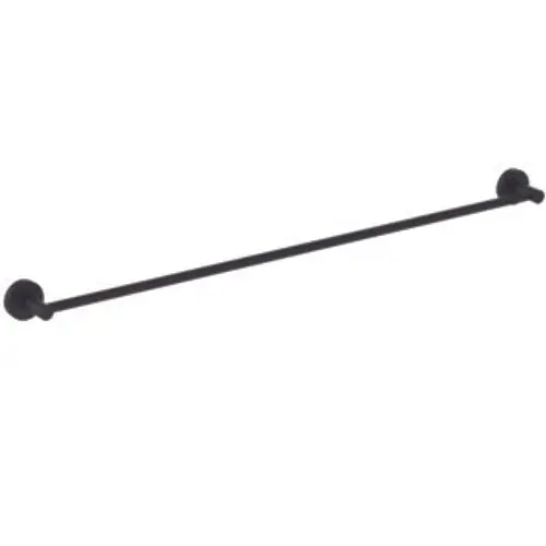 Handtuchhalter von Ideal Standard in Schwarz, montiert an zwei Wandhalterungen. Langer, schlanker Balken ohne zusätzliche Details.
